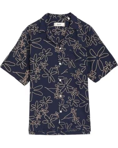 FORET CAMICIA FORÉT F1044-NAVY CON STAMPA FLOREALE DA UOMO
