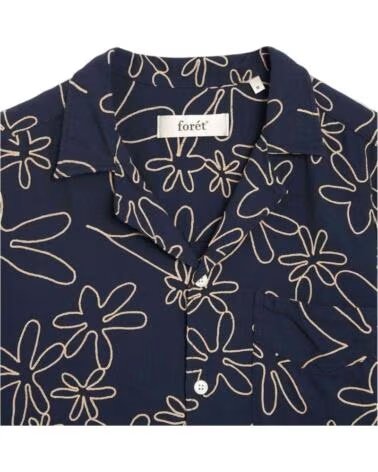 FORET CAMICIA FORÉT F1044-NAVY CON STAMPA FLOREALE DA UOMO