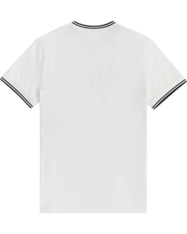 FRED PERRY CAMISETA M1588-100 DE MANGA CORTA CON RIBETES WHITE