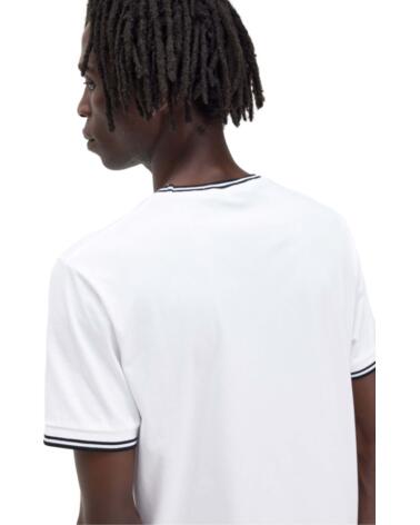 FRED PERRY CAMISETA M1588-100 DE MANGA CORTA CON RIBETES WHITE
