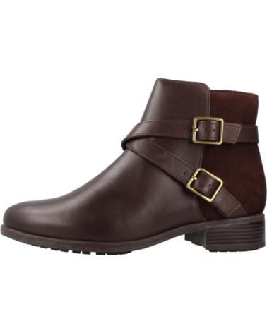 CLARKS BOTINES DE MUJER CON HEBILLAS Y ACABADO EN PIEL MARRÓN BROWN