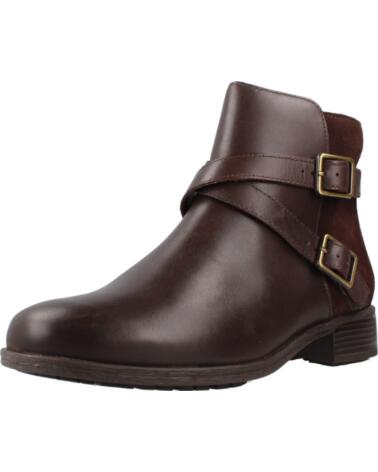 CLARKS BOTINES DE MUJER CON HEBILLAS Y ACABADO EN PIEL MARRÓN BROWN