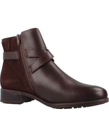 CLARKS BOTINES DE MUJER CON HEBILLAS Y ACABADO EN PIEL MARRÓN BROWN