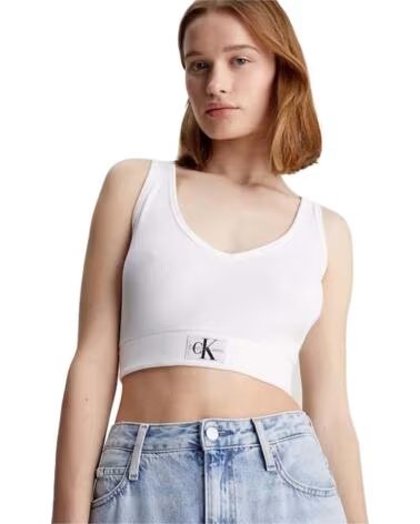 CALVIN KLEIN J20J223356YAF WEISSES CROPTOP FÜR DAMEN MULTICOLOR