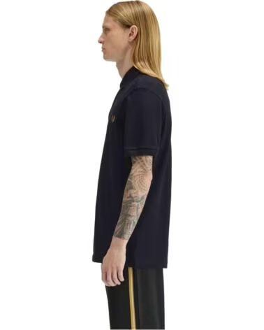 FRED PERRY POLO DE MANGA CORTA M6000 NEGRO-CARAMELO OSCURO