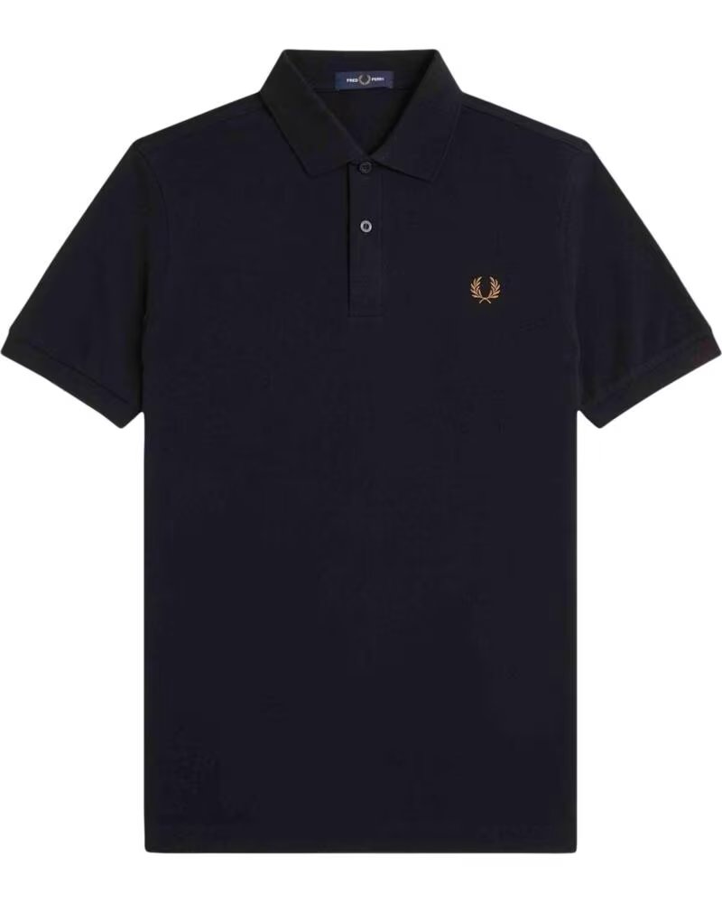 FRED PERRY Slim Fit Plain Polo Black - Dark Caramel BLACK