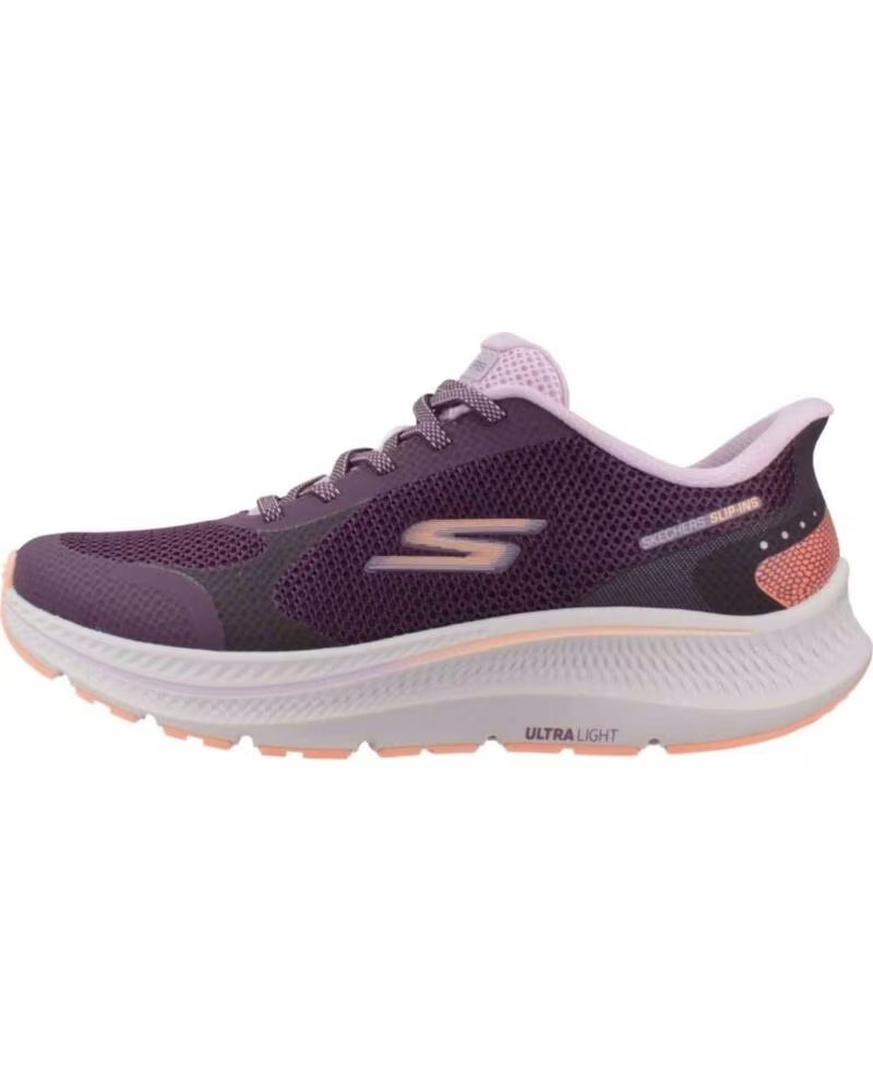SKECHERS BASKETS 128619-DKPR POUR FEMME EN VIOLET DARK PURPLE TEXTILE-TRIM
