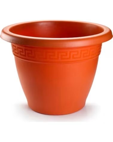 PLASTICFORTE DECORATIVE FLOWER POT WITH GREEK BORDER MULTICOLOR
