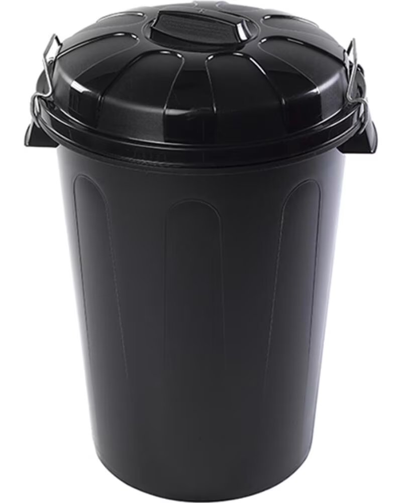 PLASTICFORTE WASTE BIN WITH LID BLACK MULTICOLOR