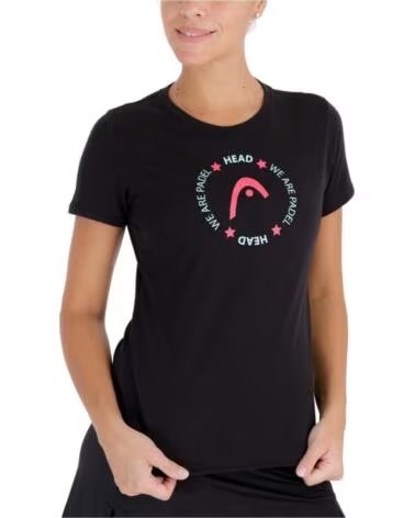 HEAD T-SHIRT TECHNIQUE POUR FEMME, MANCHES COURTES, NOIR NEGRO