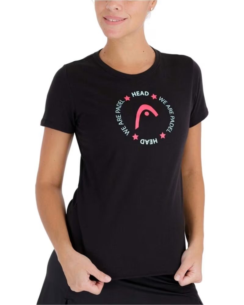 HEAD T-SHIRT TECHNIQUE POUR FEMME, MANCHES COURTES, NOIR NEGRO