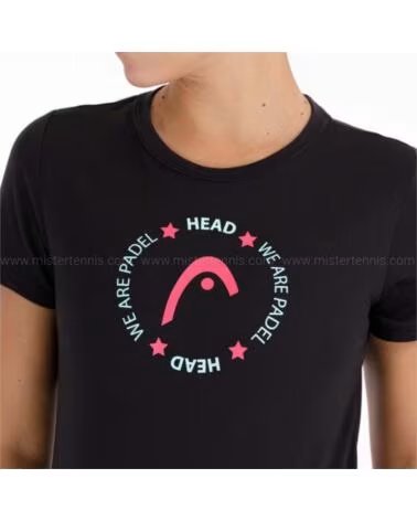 HEAD T-SHIRT TECHNIQUE POUR FEMME, MANCHES COURTES, NOIR NEGRO