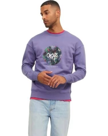 JACK AND JONES SWEATSHIRT & 12242366 COM ESTAMPADO GRÁFICO MORADO