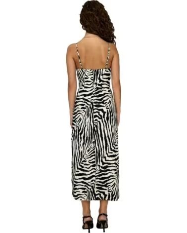 VESTIDO MIDI ONLY 15319882 ESTAMPADO CEBRA CON NUDO FRONTAL BLANCO