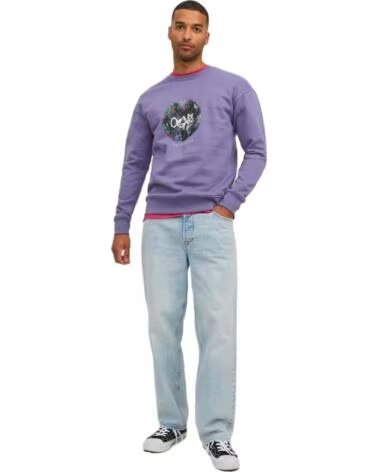 JACK AND JONES SWEATSHIRT & 12242366 COM ESTAMPADO GRÁFICO MORADO