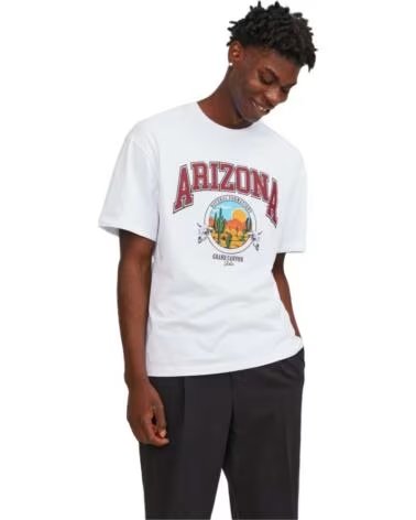 JACK AND JONES T-SHIRT MANCHES COURTES & 12257391 AVEC IMPRIMÉ ARIZONA BLANCO