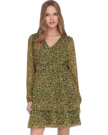 ONLY VESTIDO ESTAMPADO MANGA LARGA VERDE