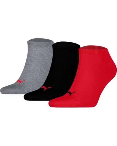 PUMA PACK DE CALCETINES CORTOS 701231277-232 NEGRO ROJO GRIS