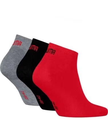 PUMA PACK DE CALCETINES CORTOS 701231277-232 NEGRO ROJO GRIS