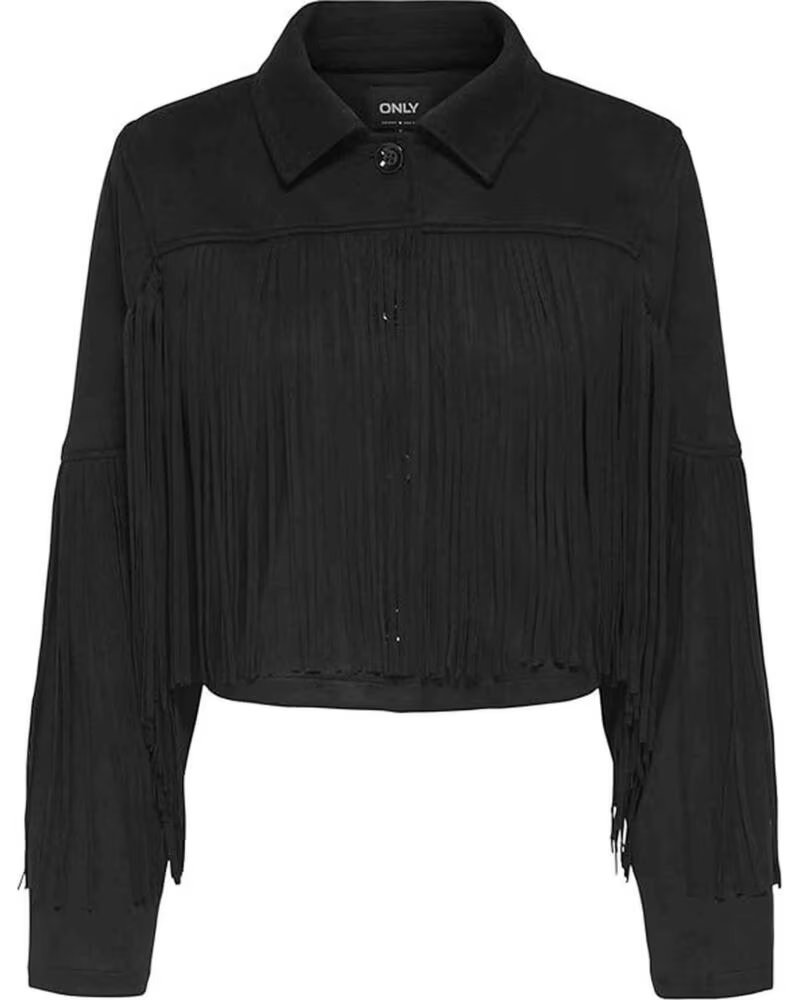 ONLY CHAQUETA 15354896 CON FLECOS PARA MUJER NEGRO