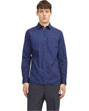 JACK AND JONES & 12235969 PRINTED SHIRT BLUE MEDIUM