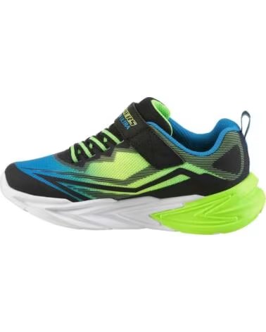 SKECHERS ZAPATILLAS 400139N-BBLM EN MULTICOLOR PARA NINOS UNISEX BLACK SYNTHETIC - BLUE LIME TEXTILE - SILVER TRIM