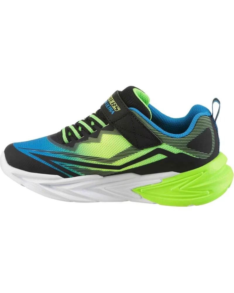 SKECHERS ZAPATILLAS 400139N-BBLM EN MULTICOLOR PARA NINOS UNISEX BLACK SYNTHETIC - BLUE LIME TEXTILE - SILVER TRIM