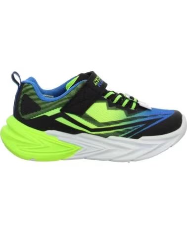 SKECHERS ZAPATILLAS 400139N-BBLM EN MULTICOLOR PARA NINOS UNISEX BLACK SYNTHETIC - BLUE LIME TEXTILE - SILVER TRIM