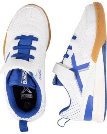 MUNICH RONDITO KID HALLENFUSSBALLSCHUHE MIT ELASTISCHEN SCHNÜRSENKELN BLANCO