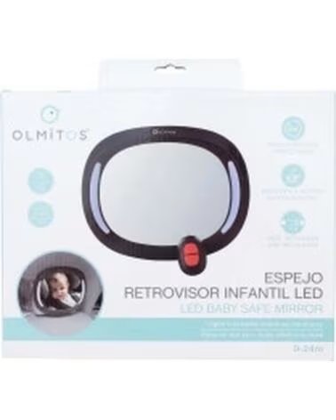 OLMITOS AUTO-RÜCKSPIEGEL FÜR BABYS MIT LED SCHWARZ NEGRO