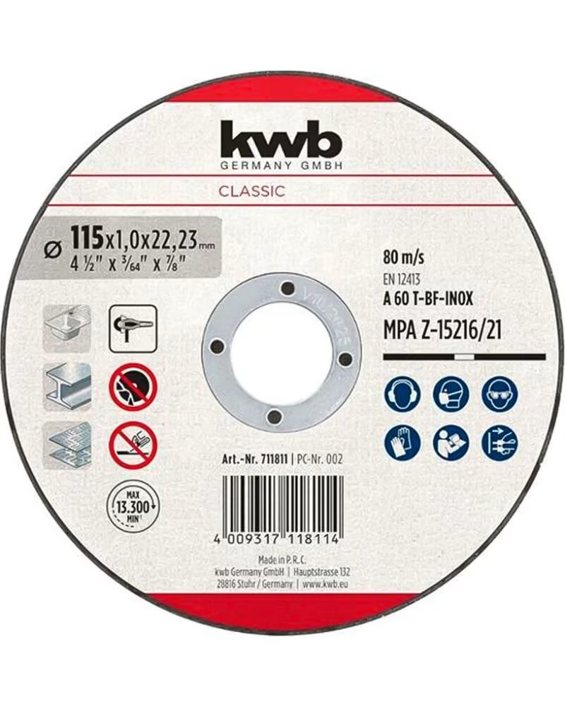 KWB TRENNSCHEIBE FÜR METALL UND EDELSTAHL 115MM MULTICOLOR