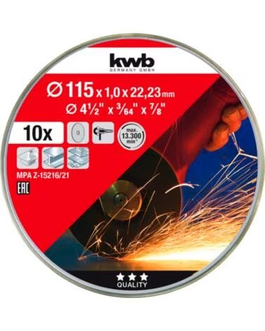 KWB 10ER SET METALLTRENNSCHEIBEN 115MM MULTICOLOR
