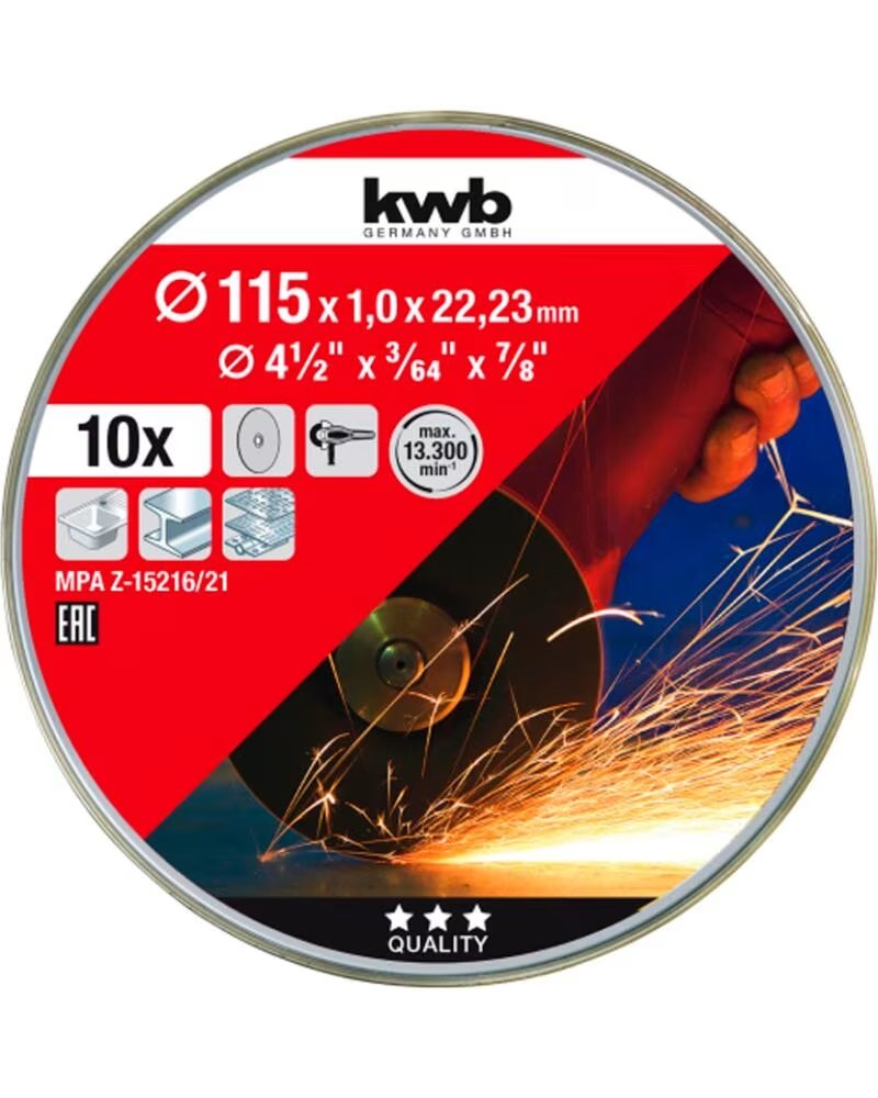 KWB 10ER SET METALLTRENNSCHEIBEN 115MM MULTICOLOR