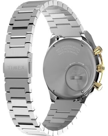 TIMEX TW2W64200 Q CHRONOGRAPH WATCH WITH BLACK DIAL AND GOLD-TONE ACCENTS GRIS