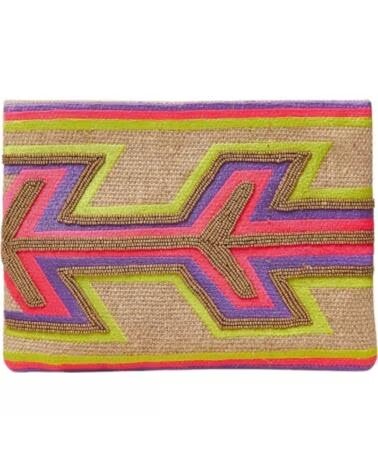 BOLSO LATIDO CON BORDADO MULTICOLOR Y TONOS MORADOS MORADO