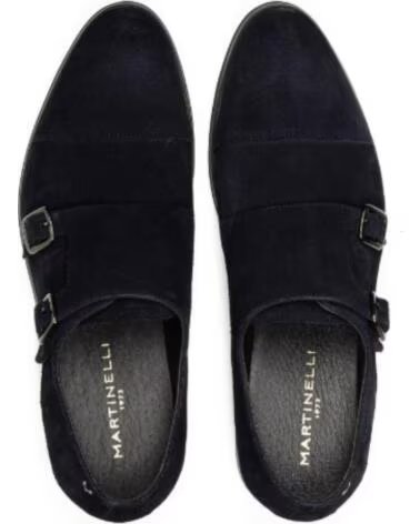 MARTINELLI HERRENSCHUHE AUS VELOURSLEDER MIT DOPPELSCHNALLE IN MARINEBLAU MARINO
