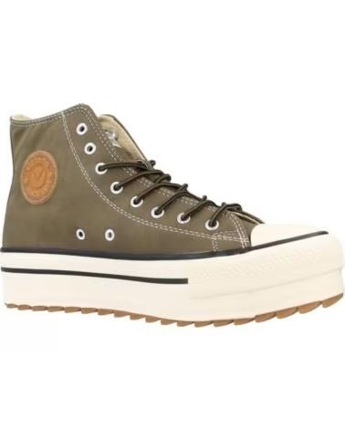 BASKETS VICTORIA TRIBU 1061123 DOUBLE EFFET CUIR KAKI VERDE