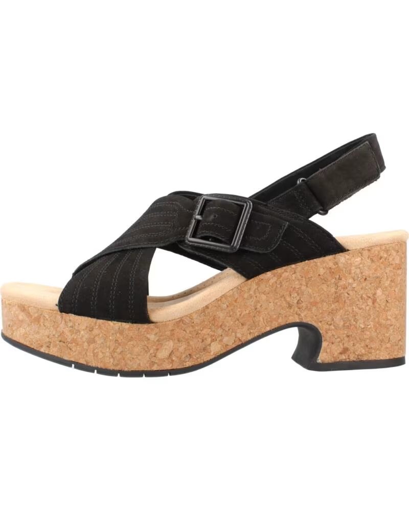 CLARKS SANDÁLIAS DE PLATAFORMA NERISA WEST EM PELE PRETA BLACK