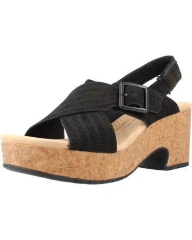 CLARKS SANDÁLIAS DE PLATAFORMA NERISA WEST EM PELE PRETA BLACK