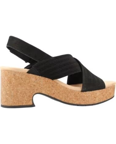 CLARKS SANDÁLIAS DE PLATAFORMA NERISA WEST EM PELE PRETA BLACK