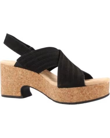 CLARKS SANDÁLIAS DE PLATAFORMA NERISA WEST EM PELE PRETA BLACK