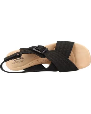 CLARKS SANDÁLIAS DE PLATAFORMA NERISA WEST EM PELE PRETA BLACK
