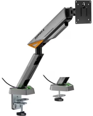 AISENS Soporte de Mesa Gaming para Monitor DT49TSRRGB-347- Giratorio- Inclinable- hasta 16kg- con Iluminacion RGB