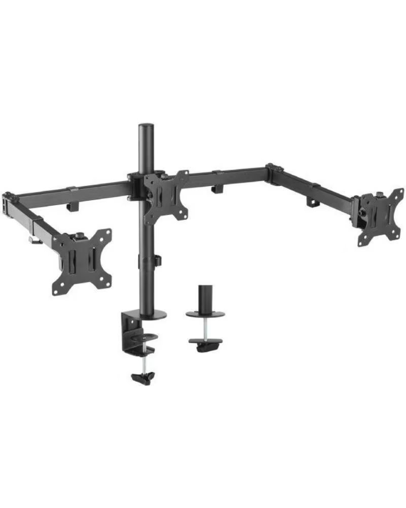 AISENS Soporte de Mesa para 3 Monitores DT27TSR-061- Giratorio- Inclinable- hasta 7kg