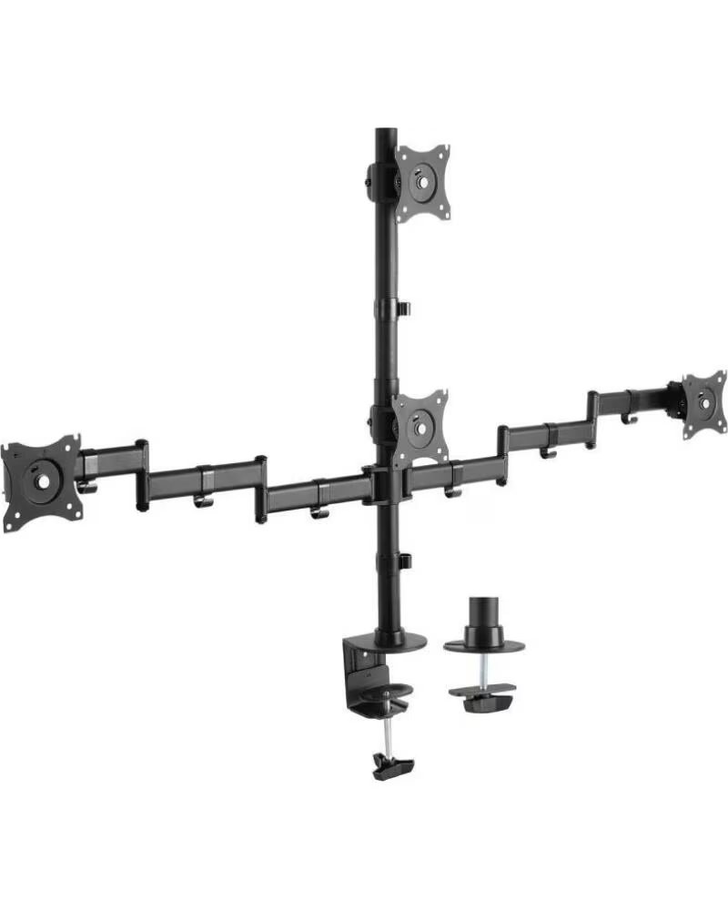 AISENS Soporte de Mesa para 4 Monitores y TV DT27TSR-379- Giratorio- Inclinable- hasta 8kg