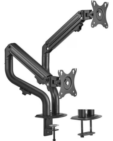 AISENS Soporte de Mesa para 2 Monitores DT32TSR-141- Giratorio- Inclinable- hasta 8kg