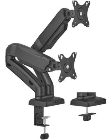 AISENS Soporte de Mesa con Contrapeso para 2 Monitores o TV DT32TSR-221-Giratorio- Inclinable- hasta 9kg