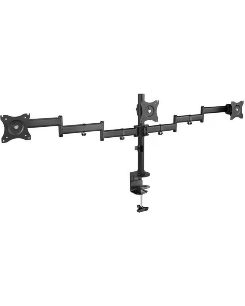 TOOQ Soporte de Mesa para 3 Monitores DB1327TN-B- Giratorio- Inclinable- hasta 8kg