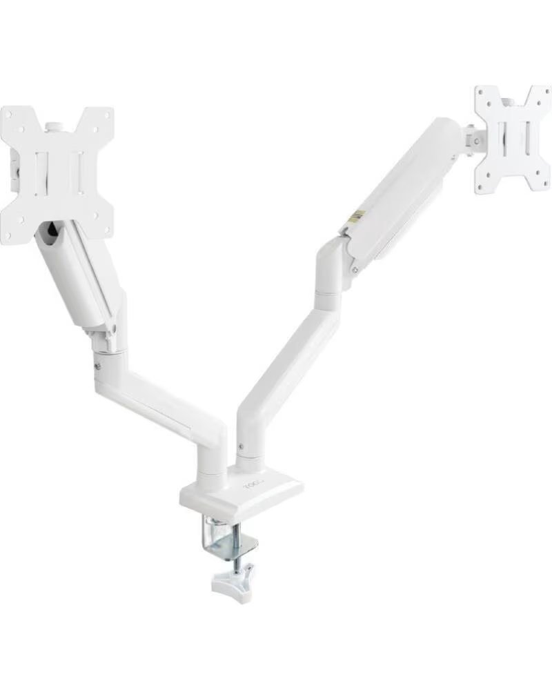 TOOQ Soporte de Mesa para 2 Monitores DB1434TNR-W- Giratorio- Inclinable- hasta 10kg