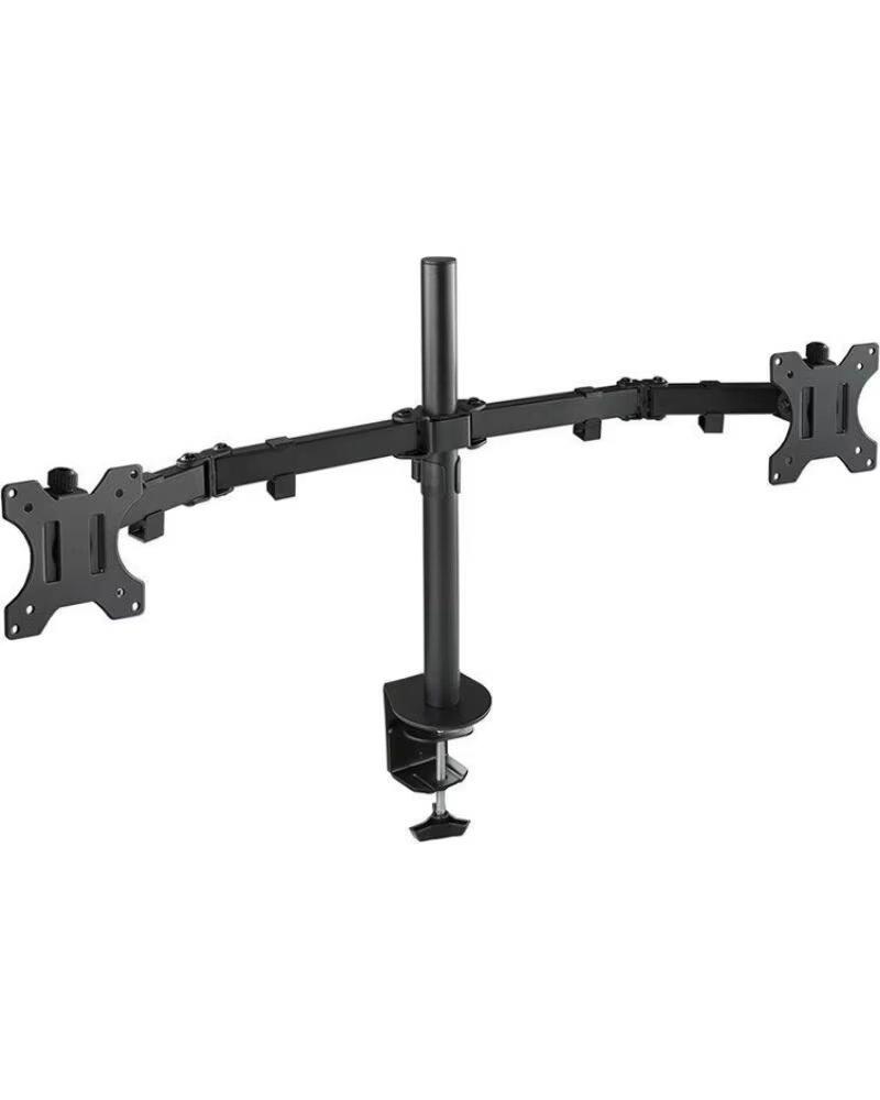 TOOQ Soporte de Mesa para 2 Monitores DB1232TN-B- Giratorio- Inclinable- hasta 8kg